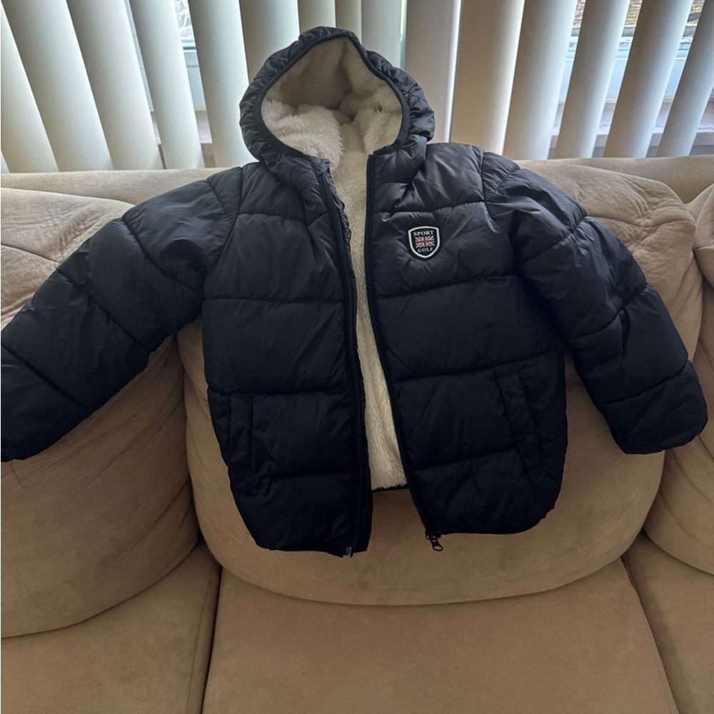 Black Kids Puffer Jacket with Hood